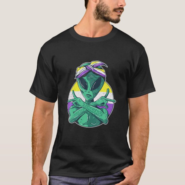 Camiseta Pride Alien LGBTQ Enby Non-Binary (Anverso)
