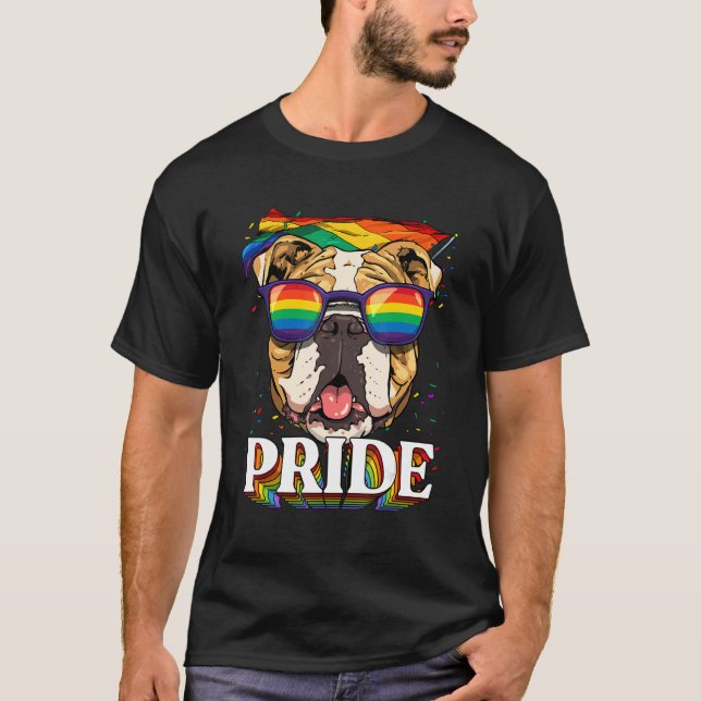 Camiseta Pride American Bulldog LGBTQ Rainbow Flag Pride Mo (Anverso)
