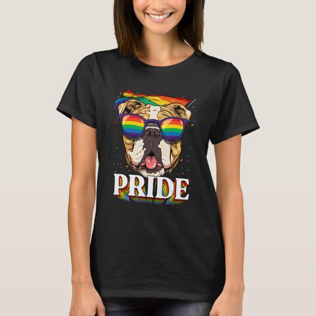 Camiseta Pride American Bulldog LGBTQ Rainbow Flag Pride Mo (Anverso)