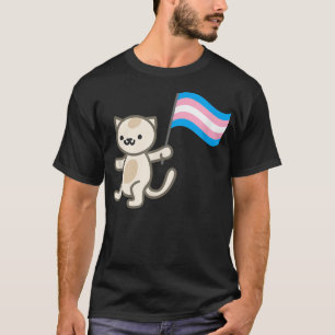 Camiseta Pride Cat Holding Transgender Flag 