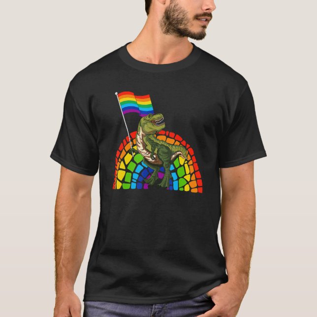 Camiseta Pride Dinosaur LGBT Gay Lesbian Transgender Trans  (Anverso)