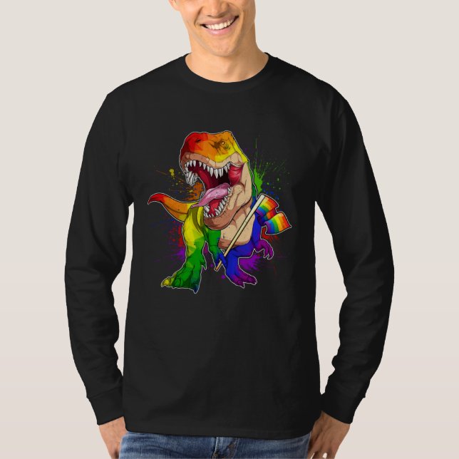 Camiseta Pride Dinosaur LGBT Gay Lesbian Transgender Trans  (Anverso)