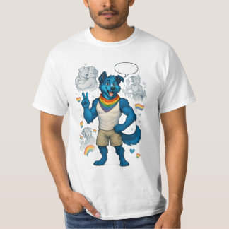 Camiseta Pride Hund mit Regenbogen Halstuch & Sprechblase
