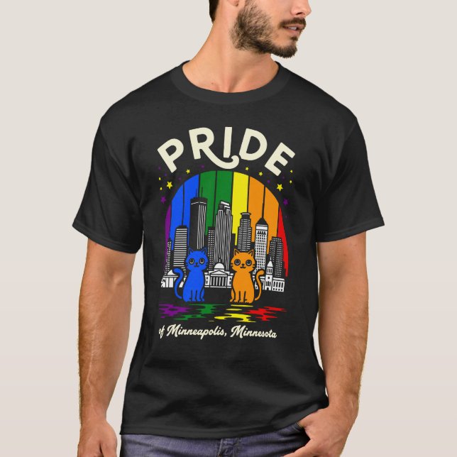 Camiseta Pride of Minneapolis City Minnesota Rainbow Flag (Anverso)