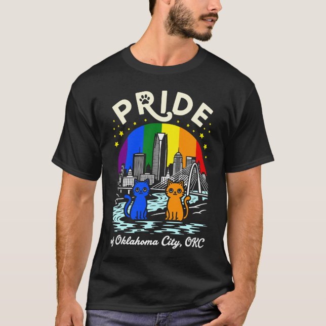 Camiseta Pride of Oklahoma City OKC Cats Rainbow Flag (Anverso)