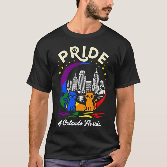 Camiseta Pride of Orlando City Florida Cats Rainbow Flag (Anverso)