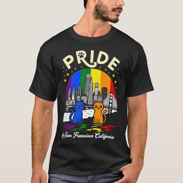 Camiseta Pride of San Francisco City California Cats Rainbo (Anverso)