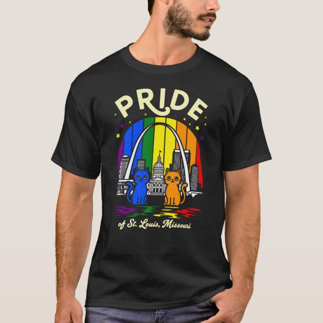 Camiseta  Pride of St. Louis City Missouri Cats Rainbow Fla (Anverso)