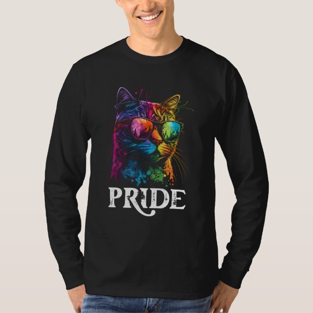 Camiseta Pride Rainbow Cat Realistic Gay Pride LGBTQ Cat Ow (Anverso)