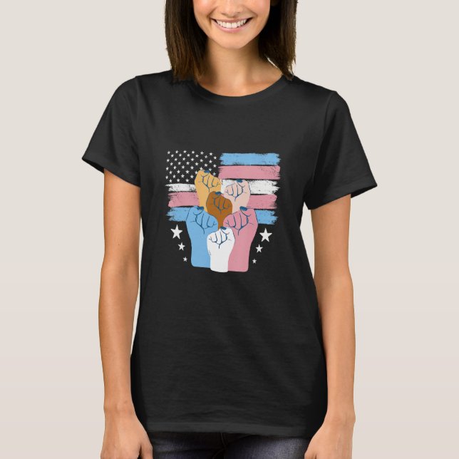 Camiseta Pride Trans USA Flag  LGBTQ Transgender Pride (Anverso)