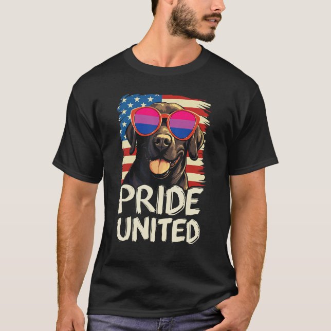 Camiseta Pride United  Labrador Bisexual Flag Sunglasses (Anverso)
