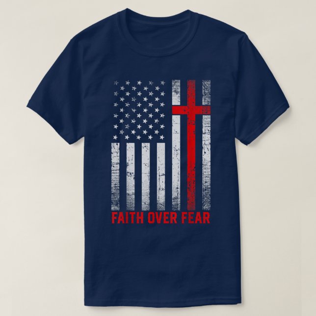 Camiseta Pride US Flag America Faith Over Fear Prayer Men W (Diseño del anverso)