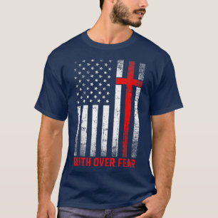 Camiseta Pride US Flag America Faith Over Fear Prayer Men W