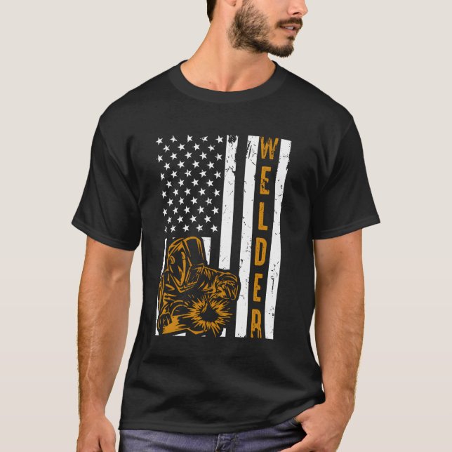 Camiseta Pride Usa Flag Dad Father Welding (Anverso)