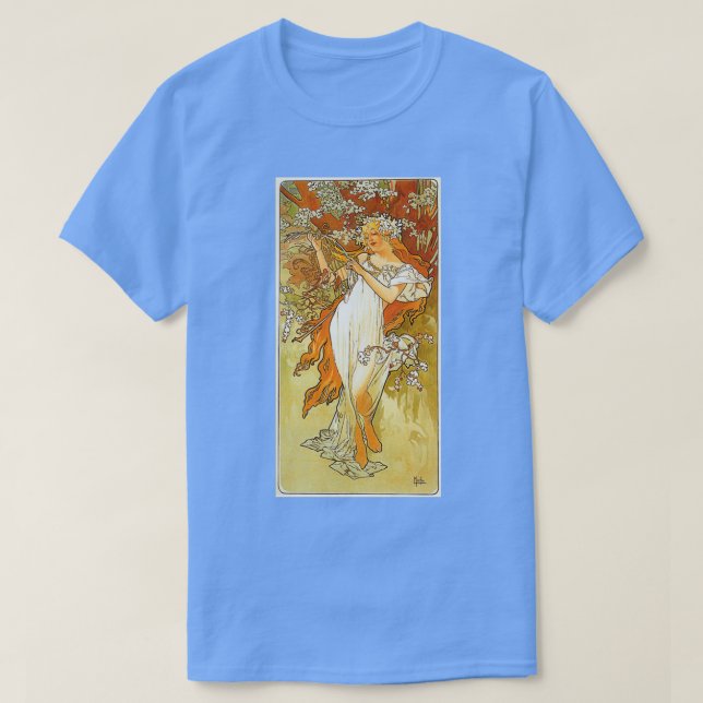 Camiseta Primavera de Alphonse Mucha (Diseño del anverso)