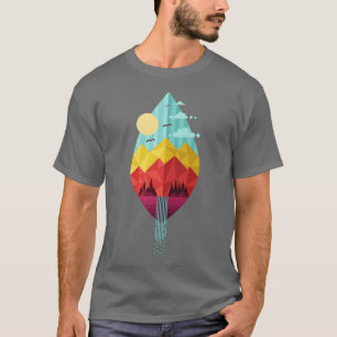 Camiseta Primavera de hoja de la naturaleza geométrica