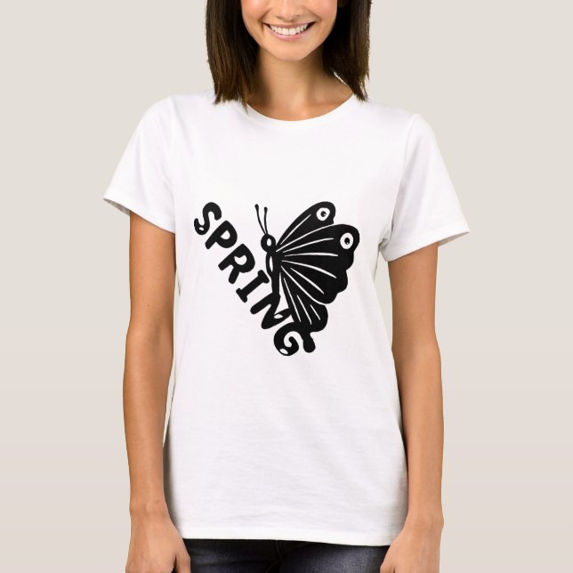 Camiseta Primavera Estética Mariposa Gráfico Minimalista (Anverso)