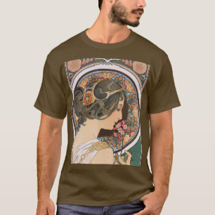 Camiseta Primavera por Mucha - arte floral Nouveau del