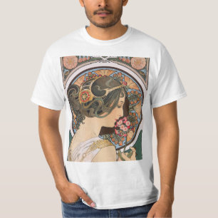Camiseta Primavera por Mucha - arte floral Nouveau del