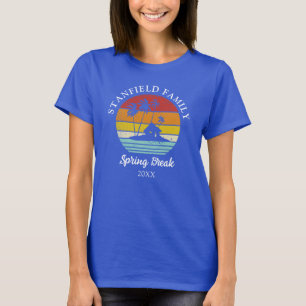 Camiseta Primavera Rompiendo playa Hut Palm Trees Familia