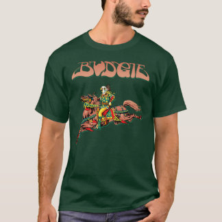 Camiseta Primer álbum de Budgie Band 1971 amigos familia