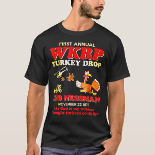 Camiseta Primer-anual-WKRP-Turquía-caída-con-Les-Nessman—T