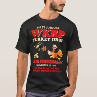Camiseta Primer-anual-WKRP-Turquía-caída-con-Les-Nessman—T