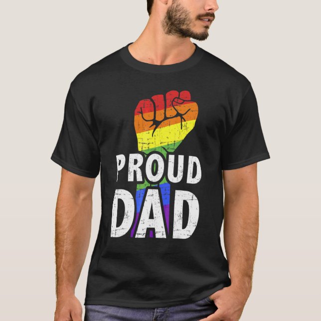 Camiseta Primer arcoiris Orgullo de papá Orgullo Gay Lgbtq  (Anverso)