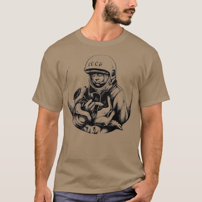 Camiseta Primer astronauta espacial Dog Laika Yuri Gagarin (Anverso)