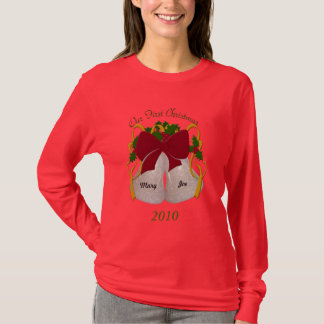 Camiseta Primer Boda de Navidad campanas camisas