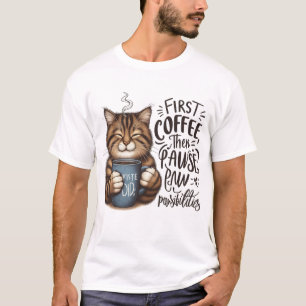 Camiseta Primer café y luego engaña a los amantes del gato