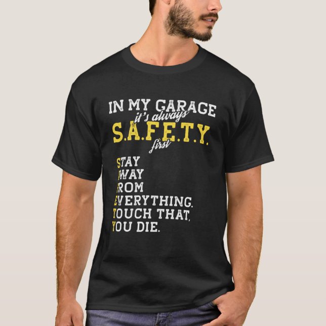 Camiseta Primer Chiste de seguridad mecánica de garaje para (Anverso)