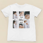 Camiseta Primer Collage de fotos del Día del Padre 6<br><div class="desc">Celebra el hito especial de un nuevo padre con la camiseta de Collage de fotos "Día del Primer Padre", un regalo sincera y único. Esta camiseta personalizado presenta un hermoso collage de seis preciadas fotos, que capturan momentos y recuerdos inolvidables de su primer año de paternidad. El diseño muestra de...</div>