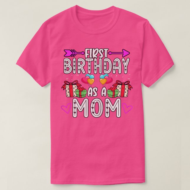 Camiseta Primer cumpleaños como madre revelación de bebé de (Diseño del anverso)