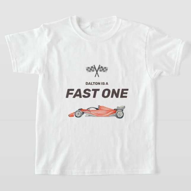 Camiseta Primer cumpleaños de un coche de carrera rápido (Distribución)