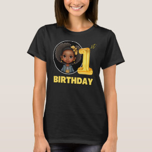 Camiseta Primer cumpleaños del Chica negro Melanin Toddler 