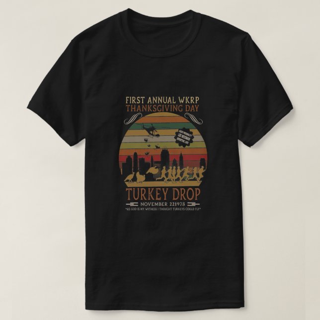 Camiseta Primer Día Anual De Acción De Gracias Turquía Cae  (Diseño del anverso)
