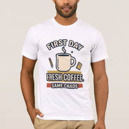 Camiseta Primer Día Café Fresco Mismo Caos