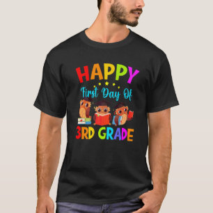 Camiseta Primer Día De 3er Grado Maestro Búhos Lindos Terce