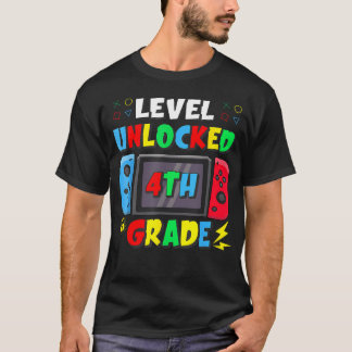 Camiseta Primer Día De 4To Grado Nivel Desbloqueado Juego A
