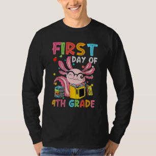 Camiseta Primer Día De Escuela 4to Grado Axolotl De Vuelta 