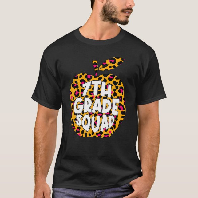 Camiseta Primer día de escuela 7º grado Squad Leopard Back  (Anverso)