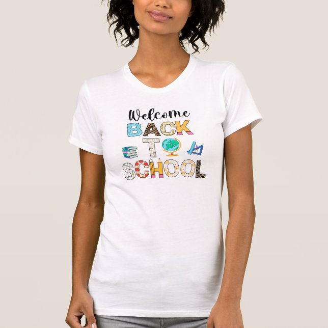 Camiseta Primer día de escuela bienvenido de nuevo al profe (Anverso)