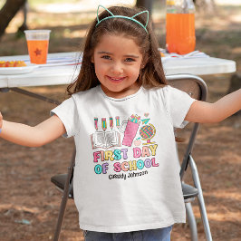 Camiseta Primer día de escuela colorido retro