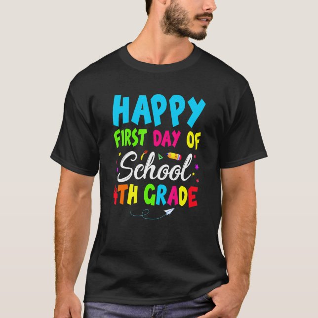 Camiseta Primer Día De Escuela Cuarto Grado Para Muchacho C (Anverso)