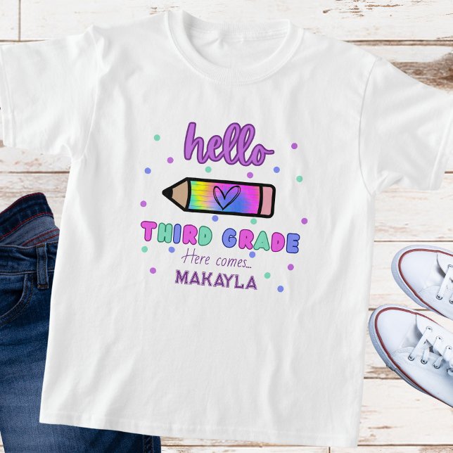 Camiseta Primer día de escuela de tercer grado personalizad (Subido por el creador)