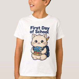 Camiseta Primer Día de Escuela Gato - Gatito Adorable