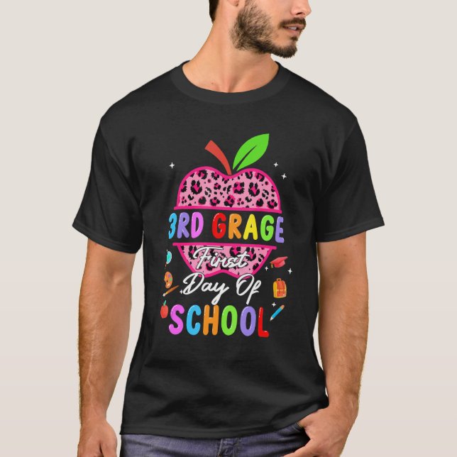 Camiseta Primer día de escuela Leopard 3º grado de retroces (Anverso)