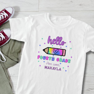 Camiseta Primer día de escuela personalizada cuarto grado