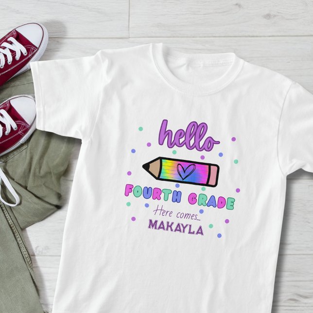 Camiseta Primer día de escuela personalizada cuarto grado (Subido por el creador)